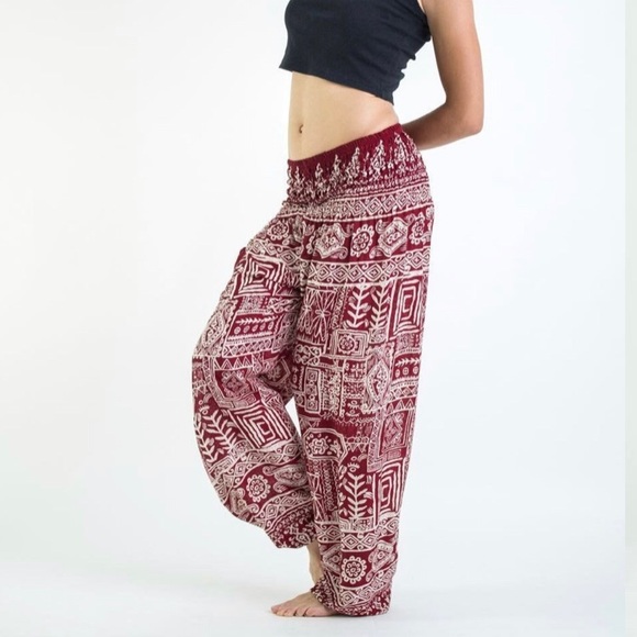 Harem Pants Pants - Harem Pants Bohemian Boho Yoga Smocked Waist